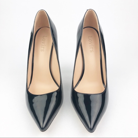 Lovirs Pointed Toe Black Stiletto Heels, 7.5 - Picture 2 of 8